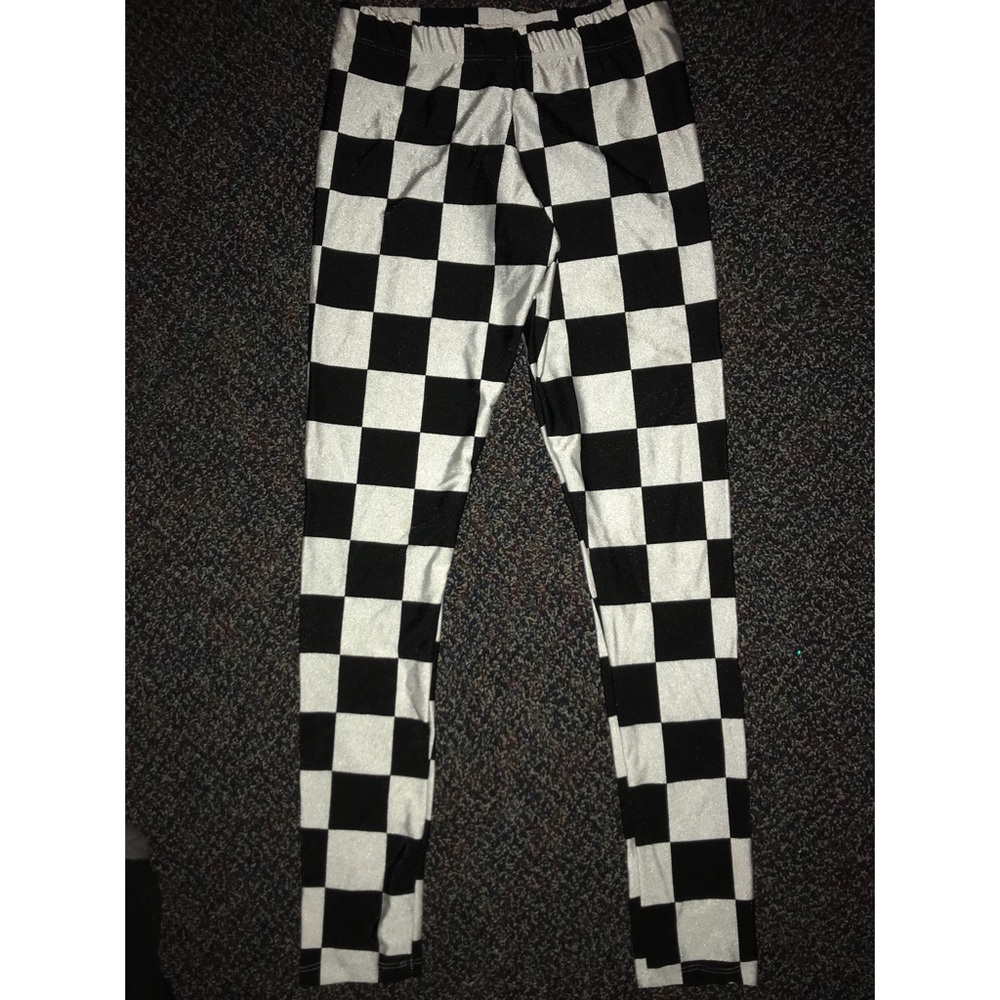 XS Eat Sleep Rave checkered leggings